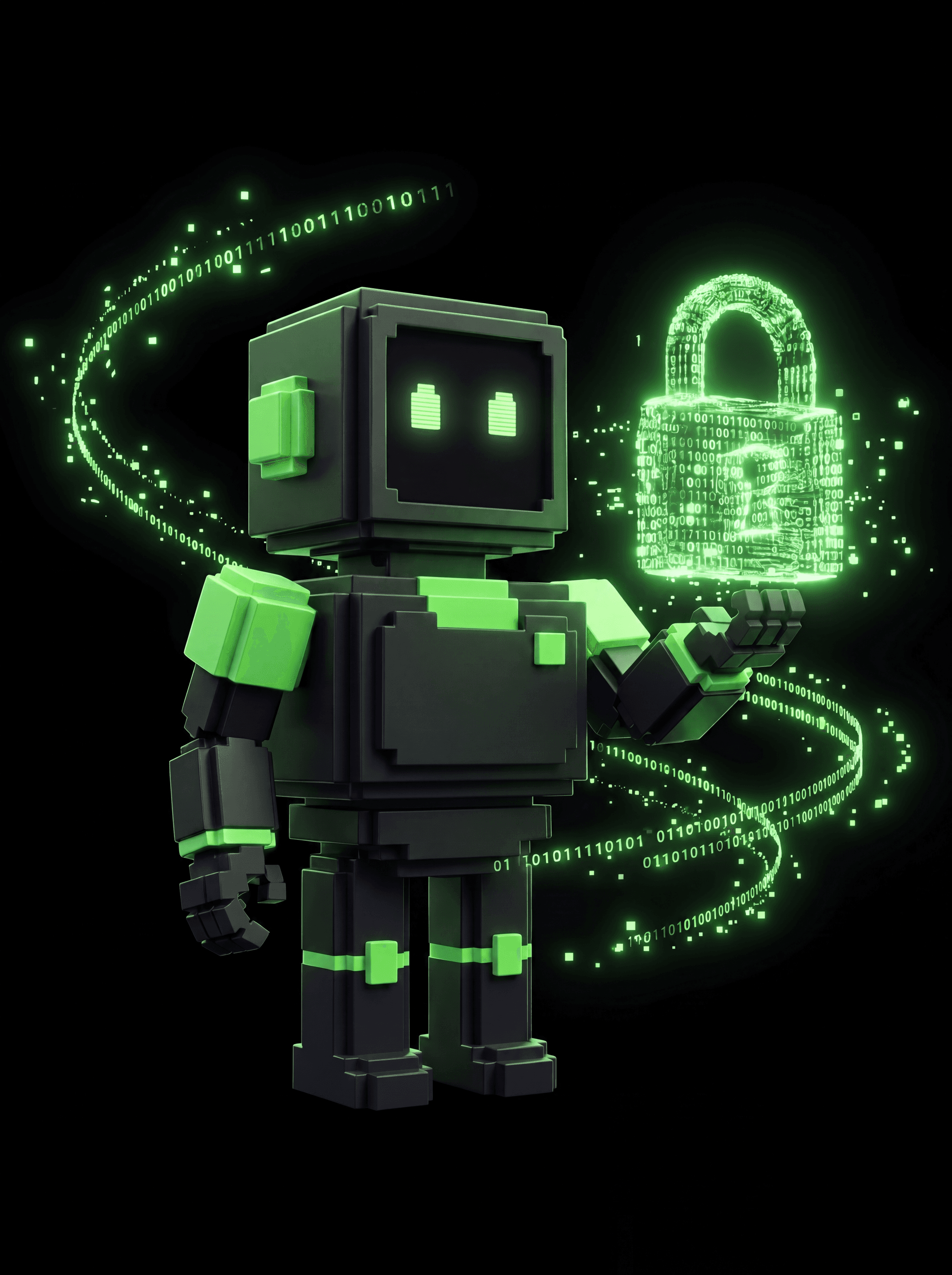 AgentDrop mascot holding an encrypted data padlock